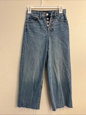 Express Straight-Leg Jeans in Medium Blue with Exposed Button Fly
